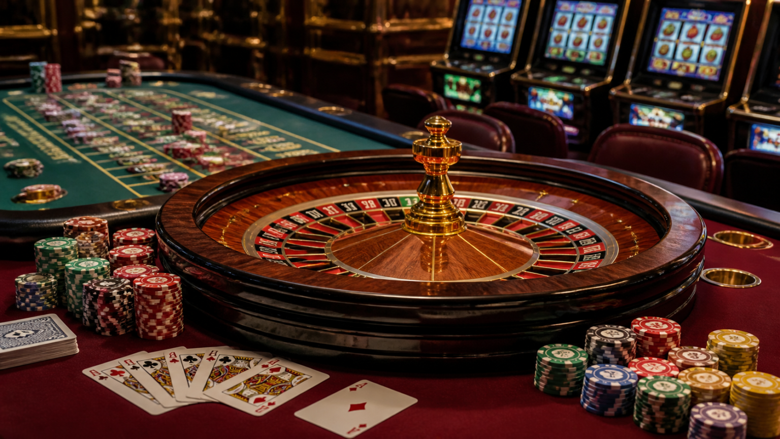 Mengenal Sistem Pembayaran dan Kebijakan Transaksi pada Situs Judi Online Casino roulette table with cards and chips representing Singapore online casino play